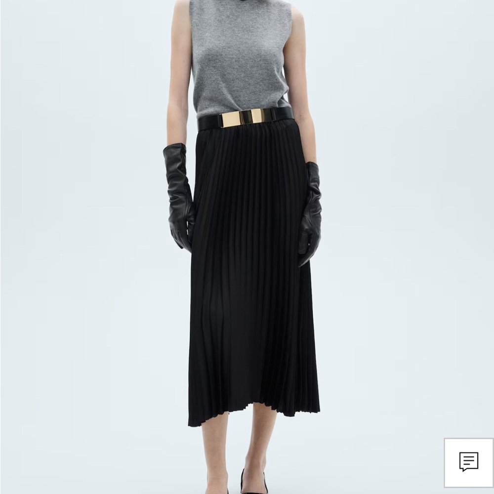Mango Black Pleated Skirt